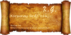 Korponay Grácia névjegykártya